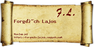 Forgách Lajos névjegykártya